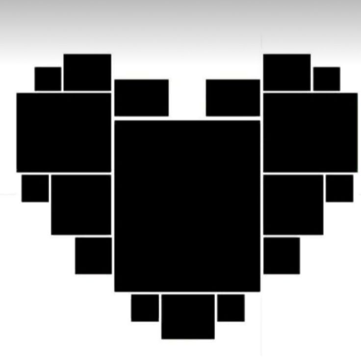 an abstract black and white photo with squares in the shape of a heart on a gray background