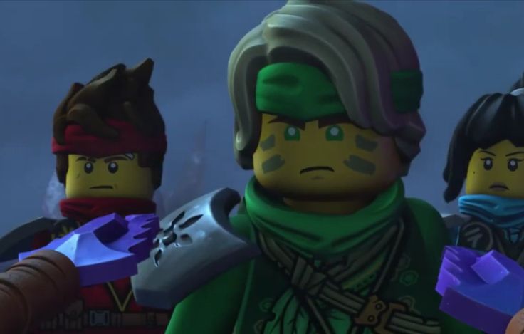 the lego movie characters are dressed up in costumes and headgear, with one person holding