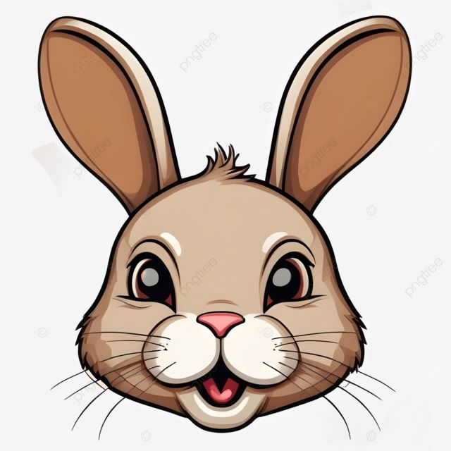 a cartoon rabbit face with an open mouth and big ears, transparent background png