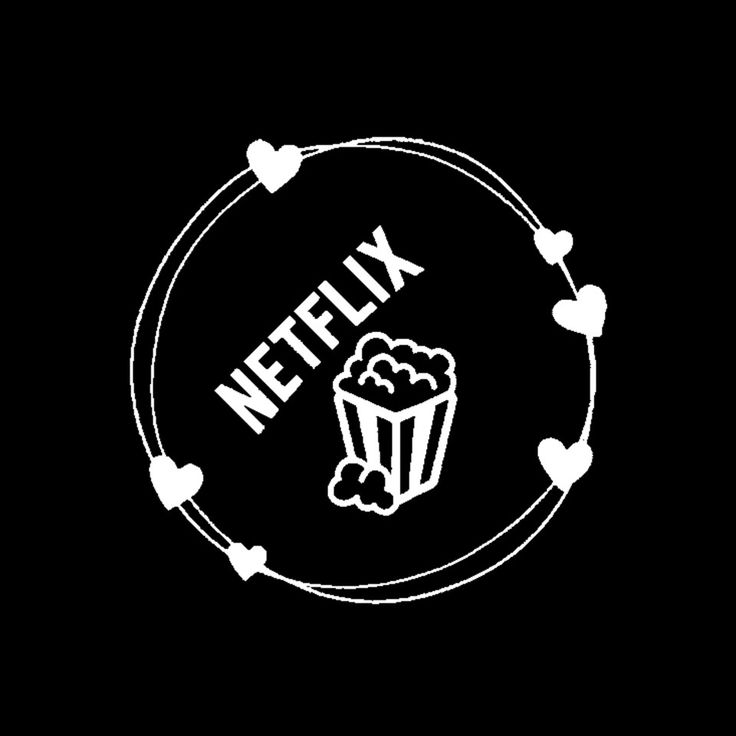 the netflix logo with hearts around it and a cupcake in the center on a black background