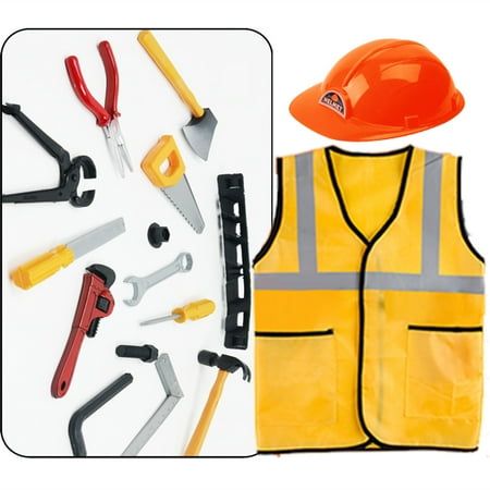 an assortment of construction tools and safety gear