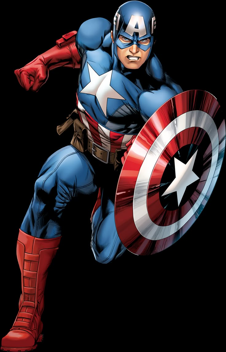 captain america flying through the air with his arms out and hands on his hips, while holding