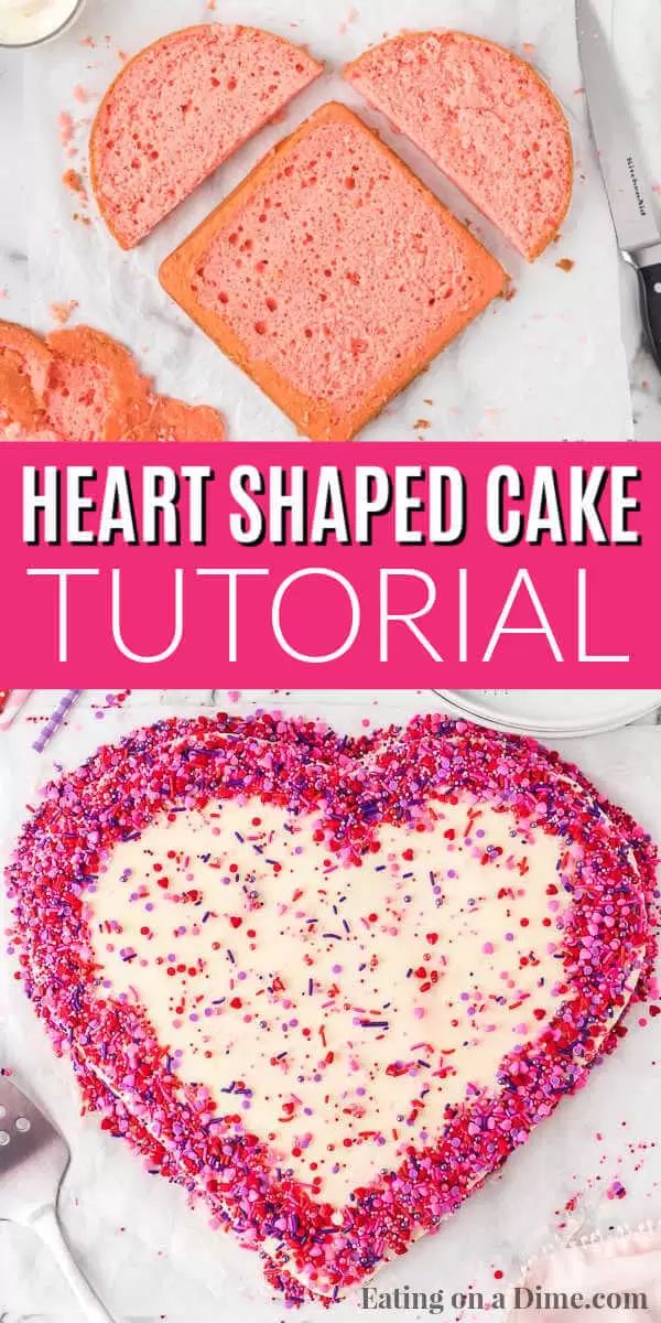 a heart shaped cake with sprinkles on it and the words, how to make