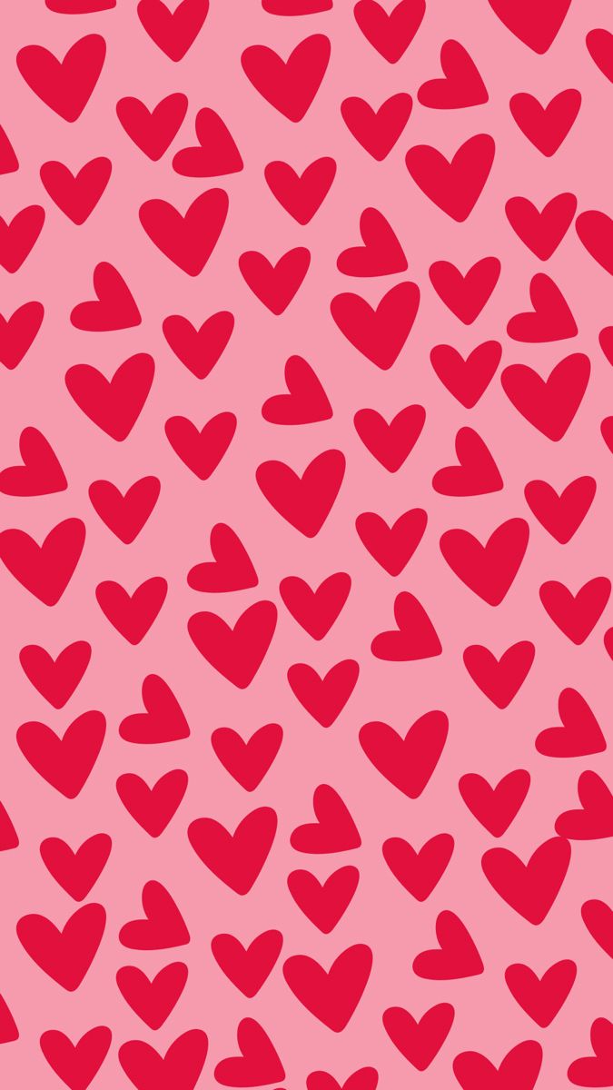 many red hearts on a pink background