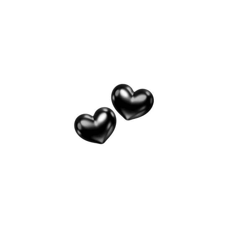 two black heart shaped objects on a white background