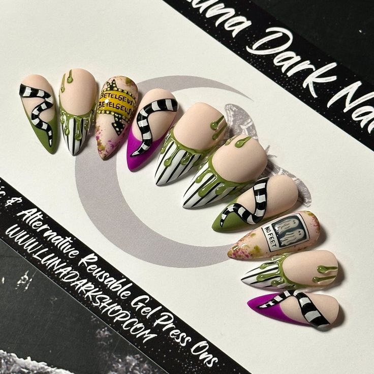 BG 3D – LD Nails Beetlejuice Nails, Photo Nails, Length Nails, Spooky Nails, Country Nails, 3d Elements, Halloween Acrylic Nails, October Nails, Japanese Nail Art