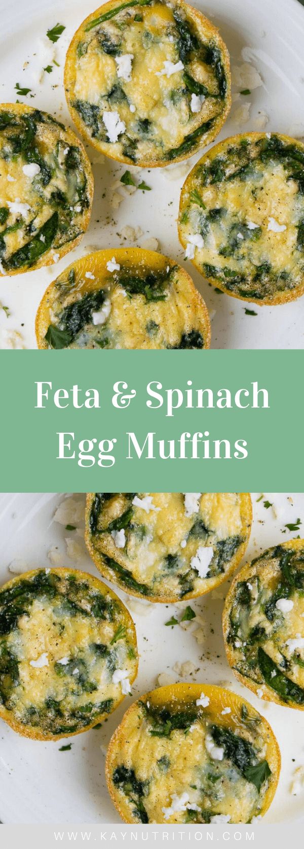 mini egg muffins with spinach and cheese in them on a white plate