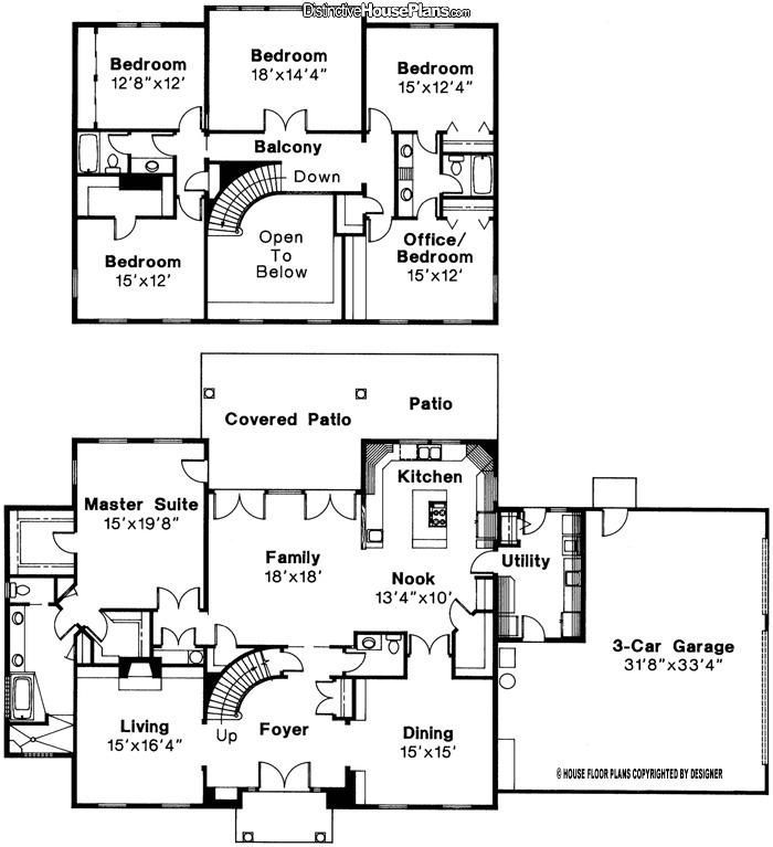 two story house plans with garage and living room in the second floor, from an architectural plan