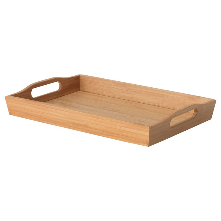 a wooden tray with handles on it