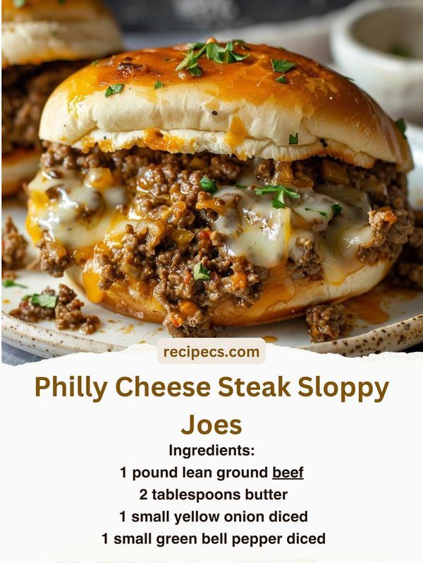 the menu for phily cheese steak sloppy joes