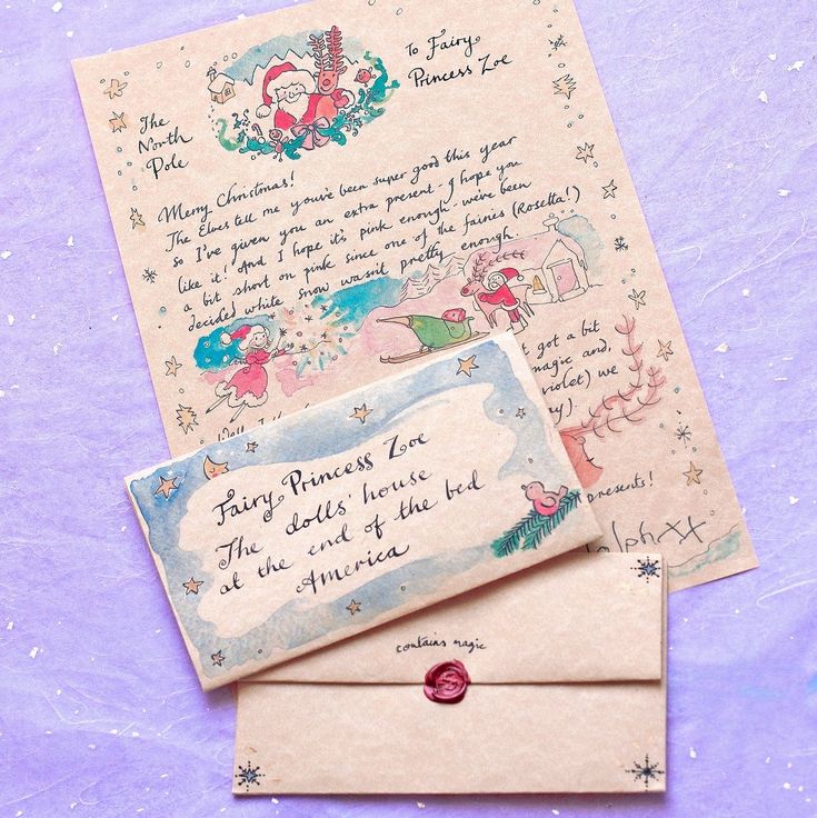 two envelopes sitting on top of each other next to an envelope with the words fairy princess love