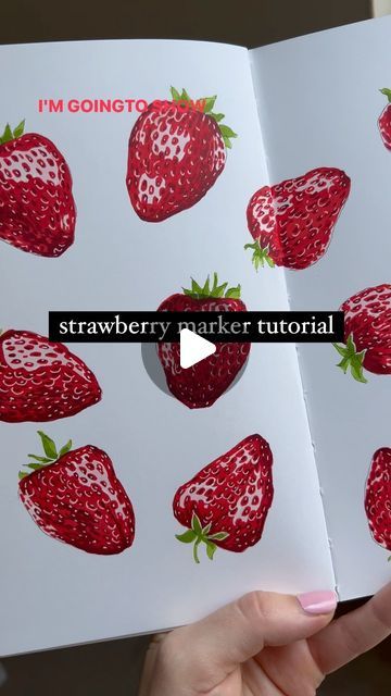 someone is holding an open book with strawberries on it and the words i'm going to strawberry maker