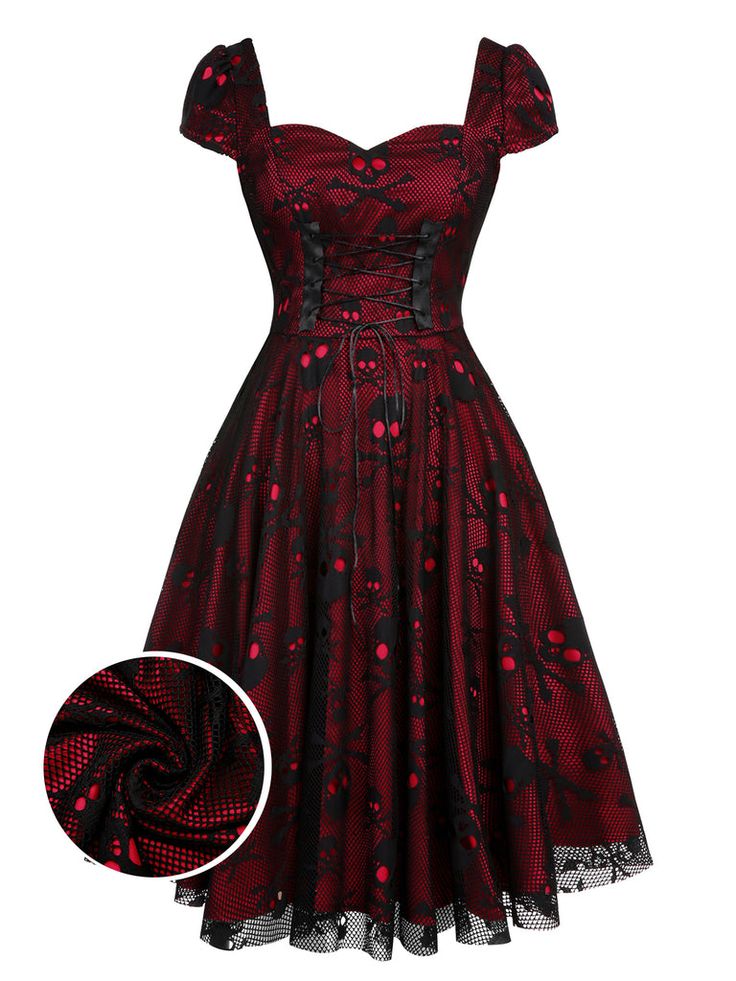 Red Heart Dress, Vintage Fitted Halloween Dresses, Vintage Fitted Corset Dress For Halloween, Retro Fitted Halloween Dress, Retro Halloween Fitted Dress, Rockabilly Halloween Party Dress, Fitted Rockabilly Dress For Halloween, Gatsby Dress, Standard Dress