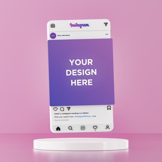 a purple and white sign with the words your design here on it in front of a pink background