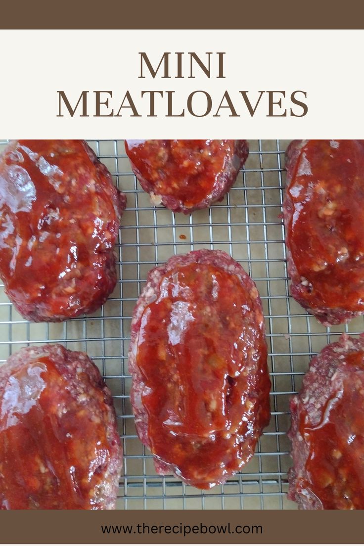 mini meatloaves on cooling rack with glaze Mini Venison Meatloaf, Meatloaf In Cupcake Pan, Three Ingredient Meatloaf, Easy Meatloaf Recipe With Stuffing, Easy Mini Meatloaf, Mini Loaf Pan Meatloaf, Meatloaf Recipes Mini Loaf, Mini Meatloaf Recipes With Stove Top Stuffing, Ground Beef Mini Meatloaf