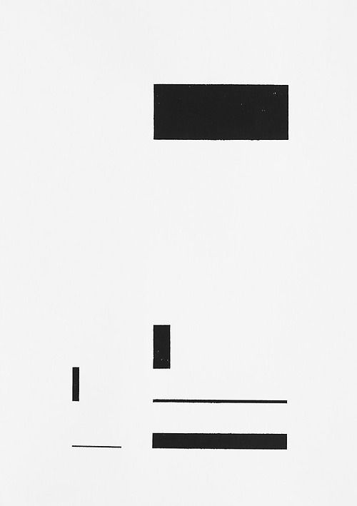 an abstract black and white painting with rectangles