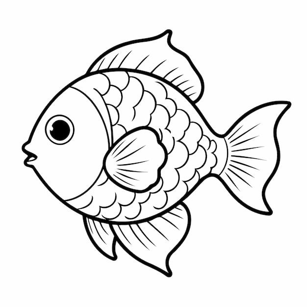 a black and white drawing of a fish