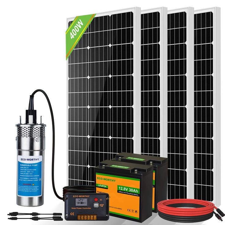 a solar panel and some other items on a white background with a green sign above it