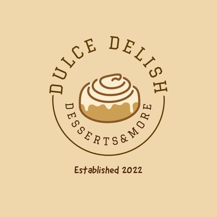 the logo for delish desserts and more, which is also available on their website