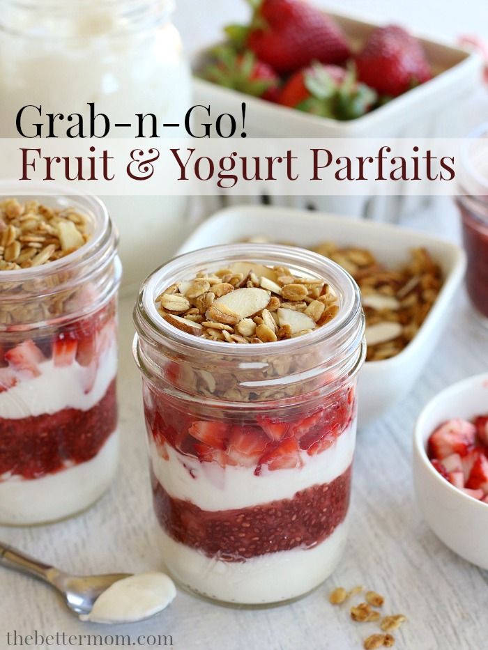 granola - n - go fruit and yogurt parfaits in mason jars