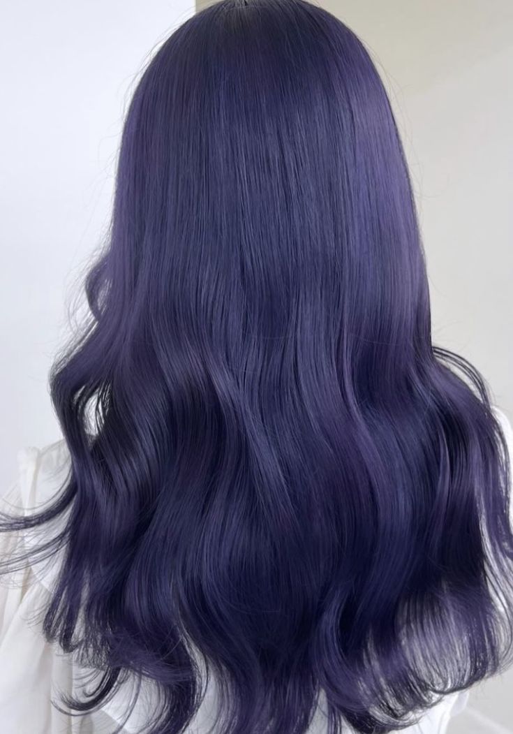 Blue Lavender Hair Color, Hair Color Ideas Purple And Blue, Dark Blue Violet Hair, Purple Jellyfish Haircut, Periwinkle Purple Hair, Dark Ashy Purple Hair, Navy Purple Hair, Purplish Blue Hair, Dark Periwinkle Hair