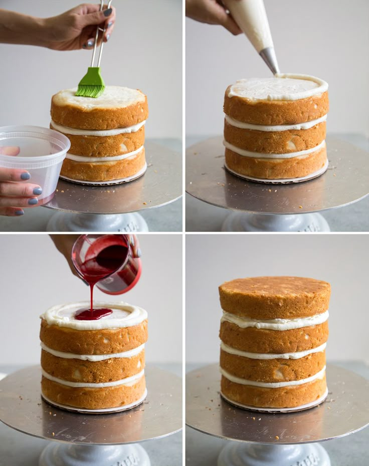 the process of decorating a cake with icing