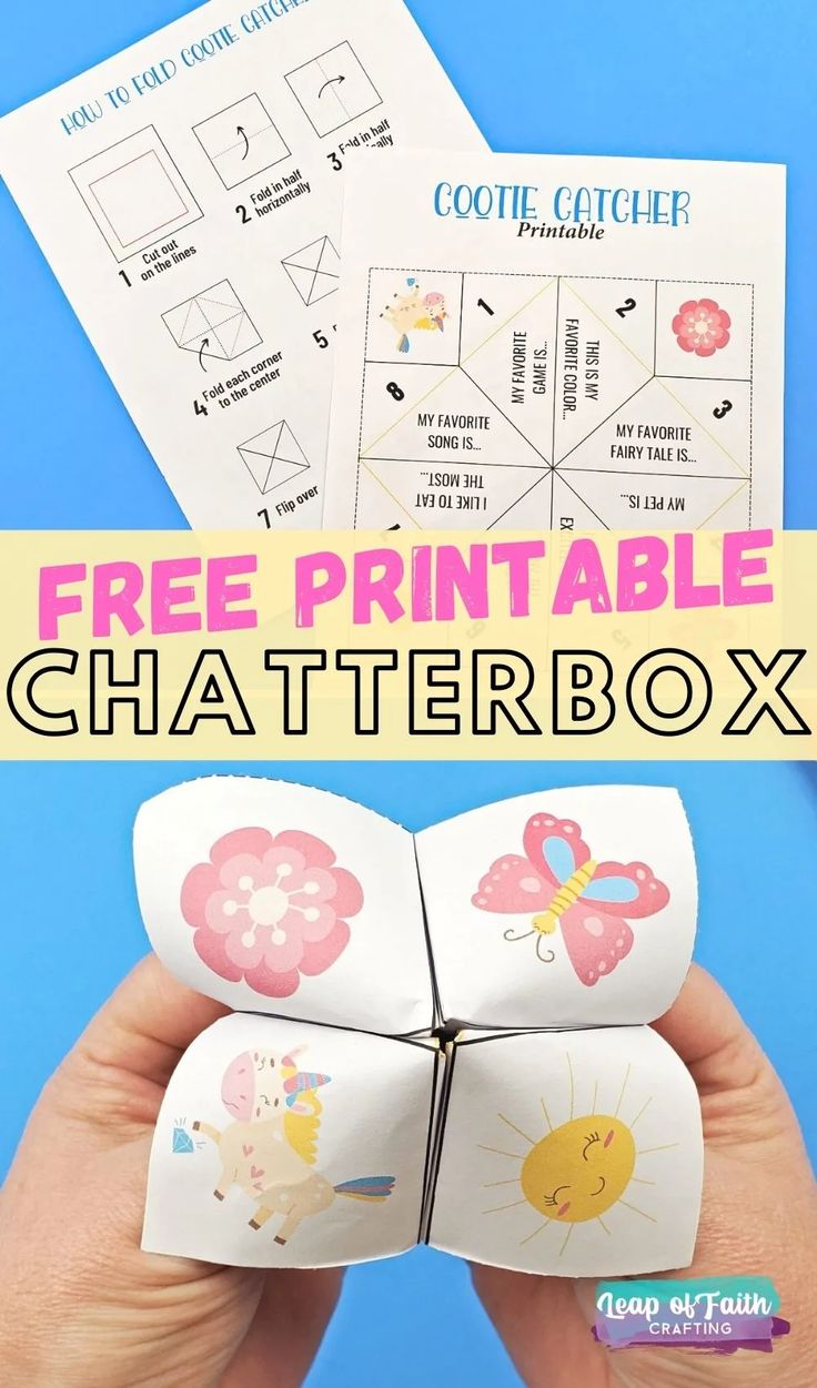 the free printable chatter box is shown with instructions to make it look like they are