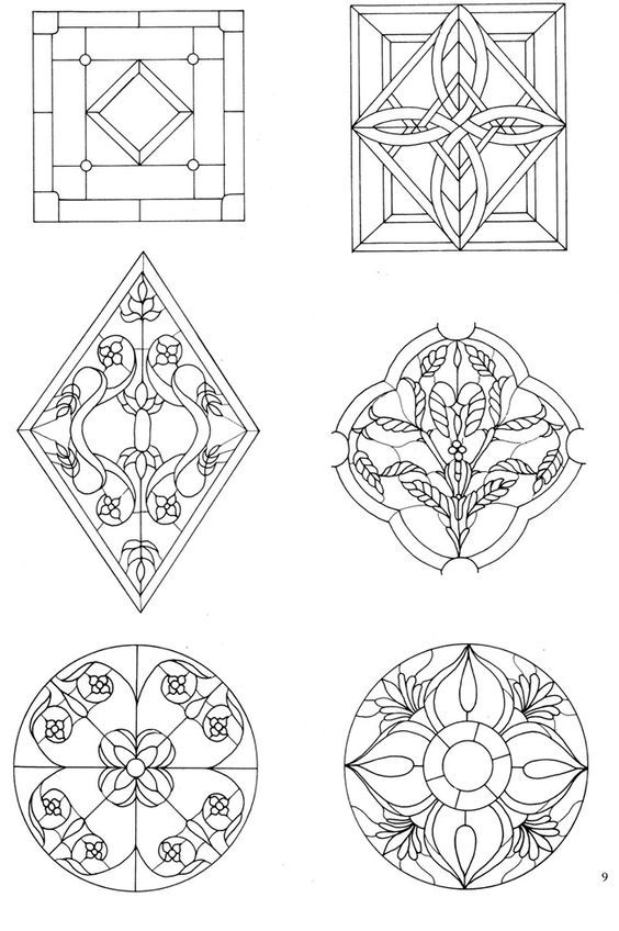 four different types of stained glass designs