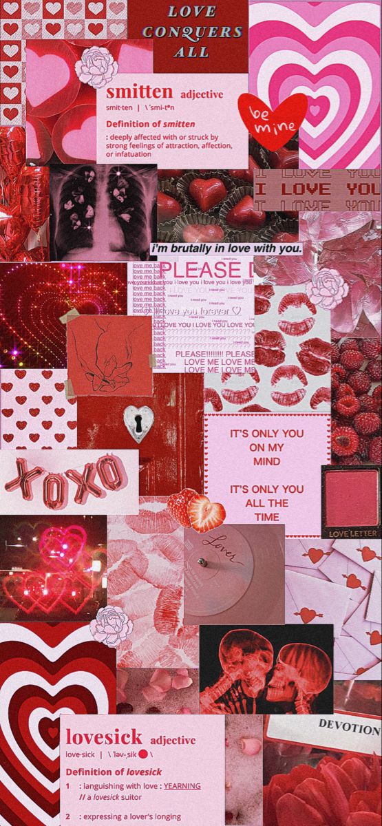 a collage of valentine's day cards with hearts, flowers and other things