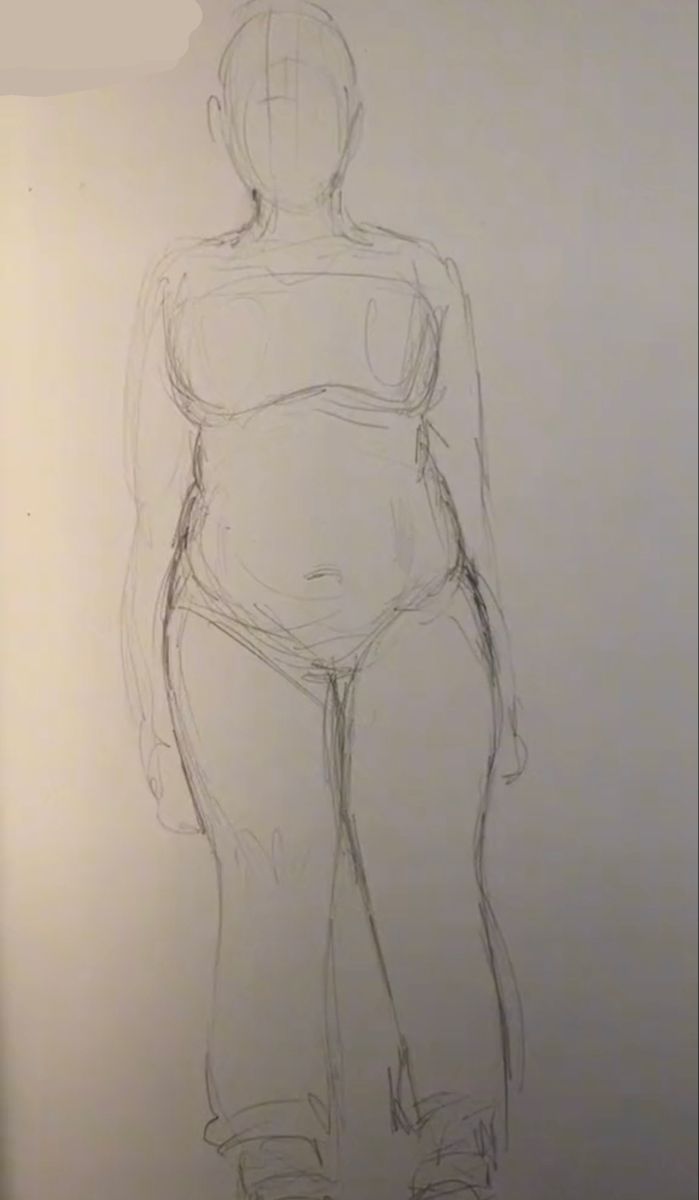 Body Sketches Plus Size, Drawing Bigger Women, How To Draw A Thick Body Step By Step, Plus Size Sketches Art, Body Drawing Plus Size, How To Draw Bigger Body Types, How To Draw Fat People, Drawing Chubby Female, Plus Size Woman Art Reference