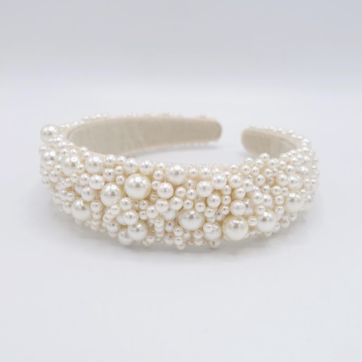 Bridal headband  all pearls are beaded by hand looking gorgeous and elegant in person  each pearl beaded on the headband with a strong fishing line.  recommend for your special wedding ceremony or special occasion outfit  two width  size      wider one :  1.18"=3 cm      narrower one: 0.78"=2 cm  whole front width: 1.57"=4 cm  Click below for the possible bridal hair accessories  https://www.etsy.com/shop/VeryShine?ref=seller-platform-mcnav&search_query=bridal Shipping Info the whole package will ship from South Korea via the possible shipping methods. Products will be shipped within a processing time except for Saturday, Sunday, and Korea's holidays. Import duties, taxes are not included in the product price and shipping fee. Check your local Customs office about how much the rate is Retu Bridal Headband Pearl, Headband Pearl, Pearl Bridal Headband, Wedding Hair Jewelry, Occasion Outfit, Headband Wedding, Beaded Headband, Hair Jewelry Wedding, Special Occasion Outfits