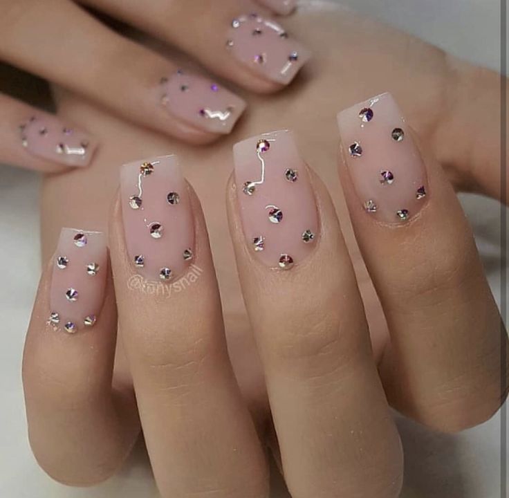 Mosaic Nails, Nails With Gems, Acrylic Nails Natural, Diamond Nail Designs, Nail Diamond, Nails Design With Rhinestones, Gem Nails, Diamond Nails, Short Nail Designs