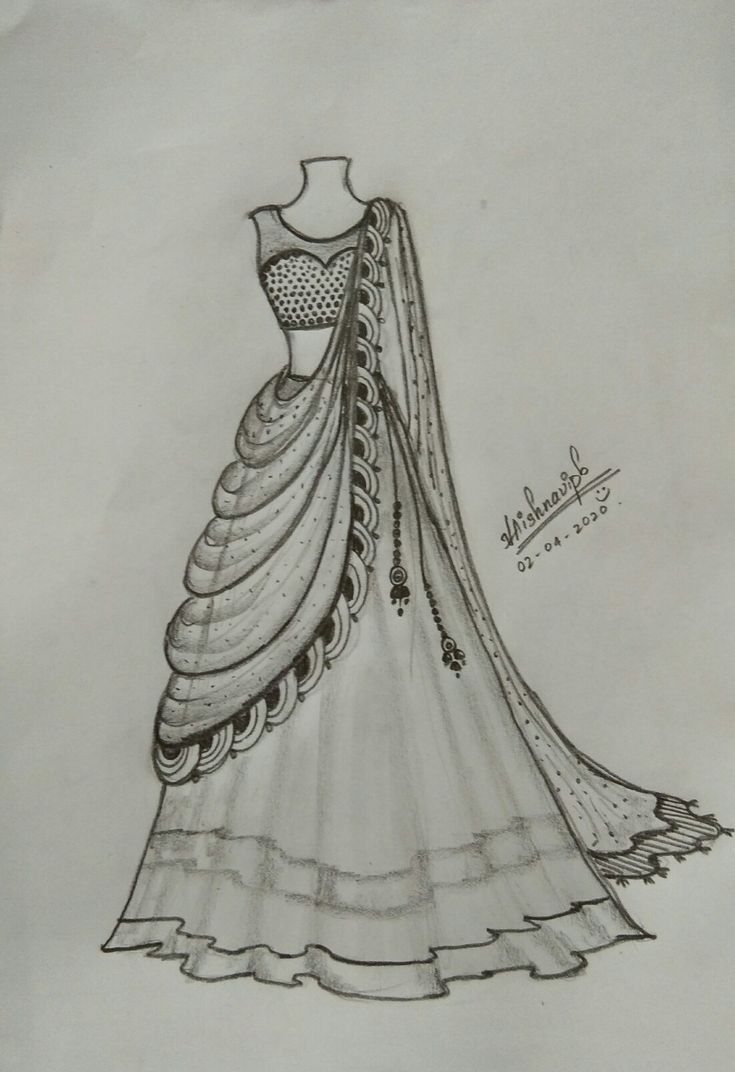 a drawing of a dress on paper