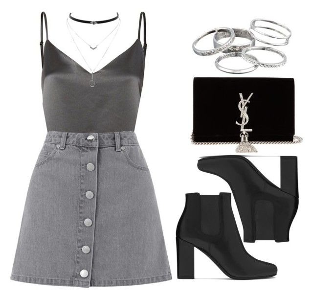 "grey" by vany-alvarado ❤ liked on Polyvore featuring L'Agence, Miss Selfridge, Yves Saint Laurent, Jessica Simpson and Kendra Scott Cute Grey Outfits, Grey High Heels, Mode Ulzzang, Looks Pinterest, Girls Fashion Clothes, Teenage Fashion Outfits, Edgy Outfits, Girly Outfits, Kpop Outfits