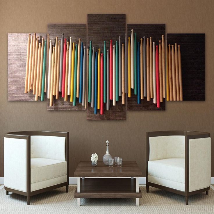 Drum Sticks Multi Colored 5 Panel Canvas Print Wall Art - GotItHere.com Drum Sticks, Canvas Art Wall, Canvas Art Wall Decor, Dining Room Walls, Small Wall, Art Wall Decor, Wall Spaces, Fabric Panels, Print Wall Art