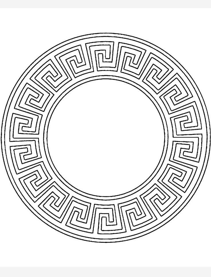 a black and white image of a circle with an ornament in the middle