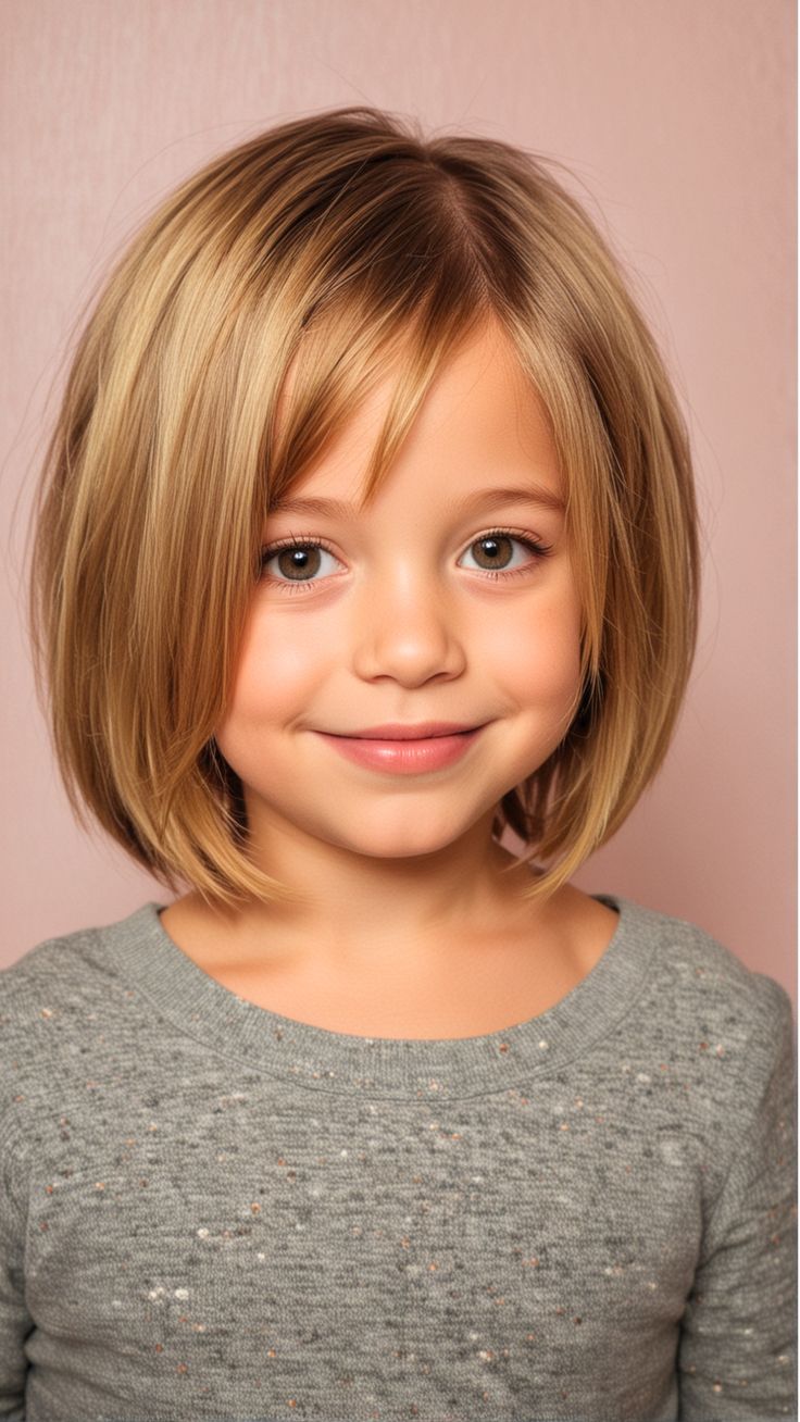 34 Easy Little Girl Hairstyles – Stylish Hair Ideas Kids Shoulder Length Haircut, Dark Hair Ponytail, Toddler Hairdos, Girls Short Haircut Kids, Kids Bangs Hair, Heavy Bob, Toddler Haircut, Kids Girl Haircuts, Kids Short Haircuts