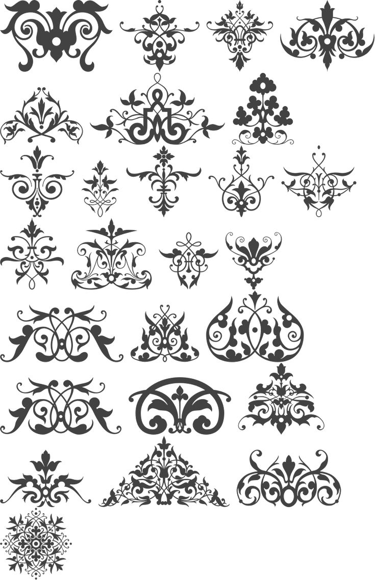 an assortment of ornamental designs in black and white