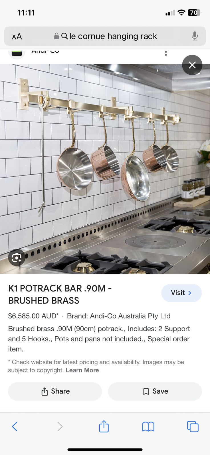 an instagram page with pots and pans hanging on the wall in a kitchen