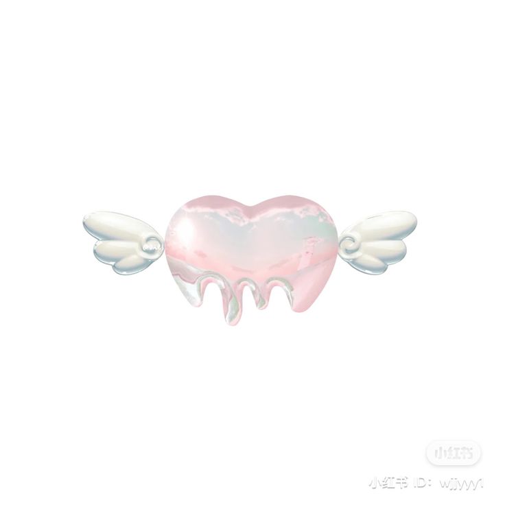 a tooth with angel wings on it is painted in pastel pink and white colors