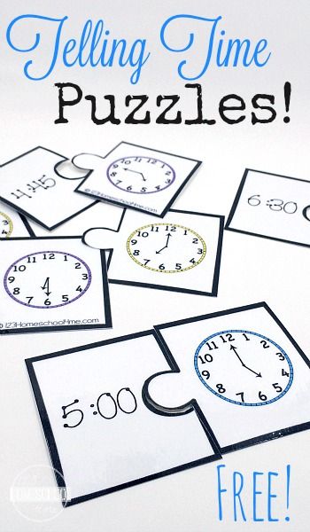 telling time puzzles with free printables to help kids learn how to tell the time