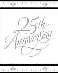 the 25th anniversary card is shown in black and white