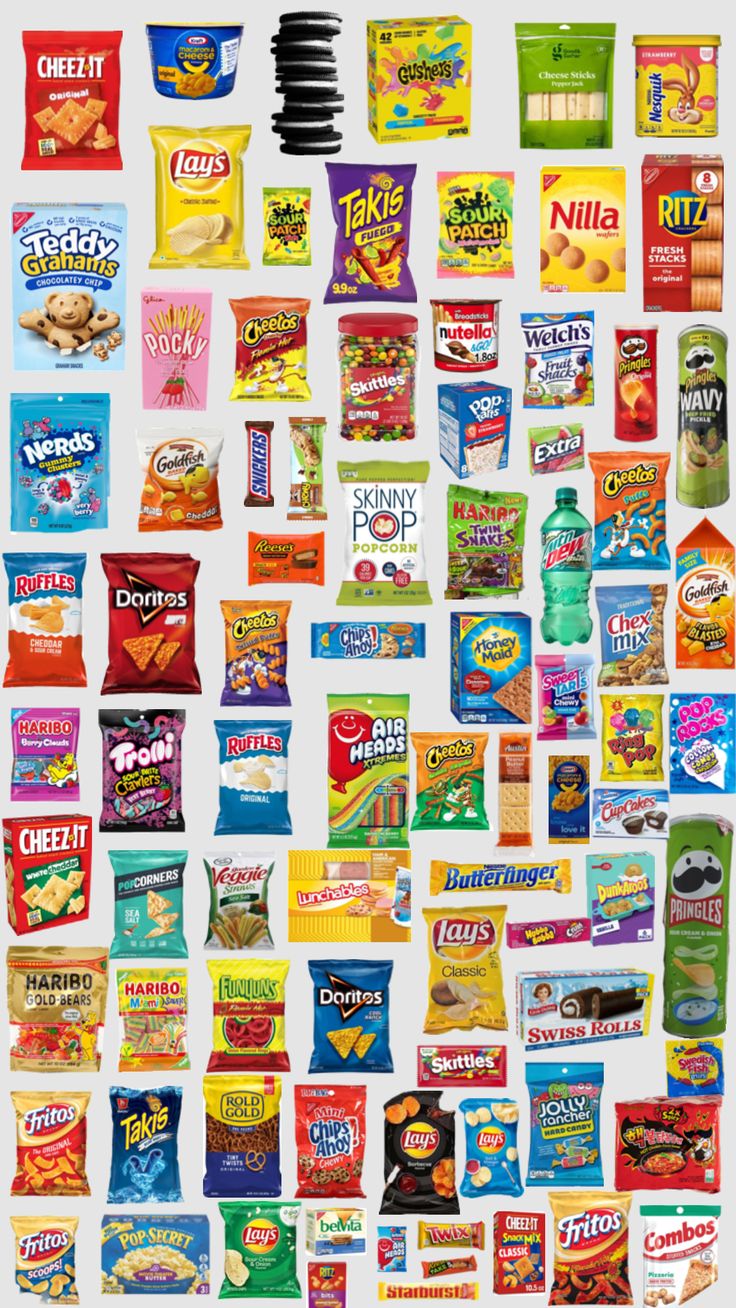 an image of many different types of snacks