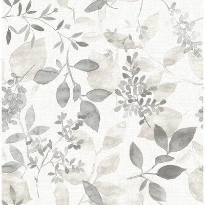 a white and grey floral wallpaper with leaves on the back drop in shades of gray