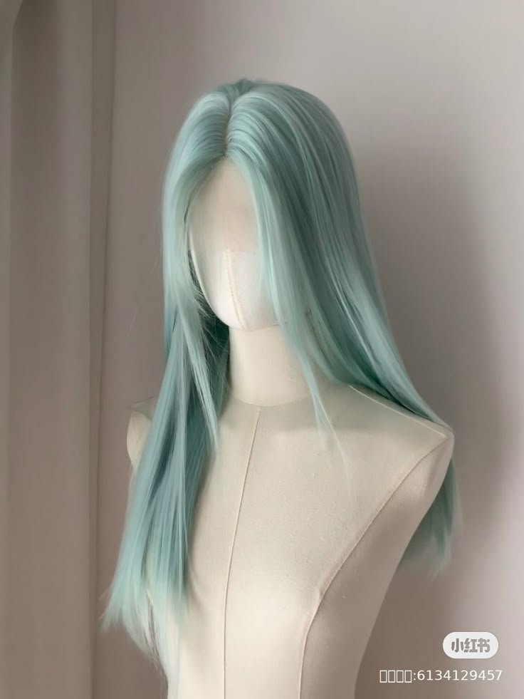 Mint Blue Hair, Mint Hair Color, Mint Green Hair, Face Framing Hair, Hair Evolution, Long Shiny Hair, Korean Hair Color, Mint Hair, Cute Hair Colors