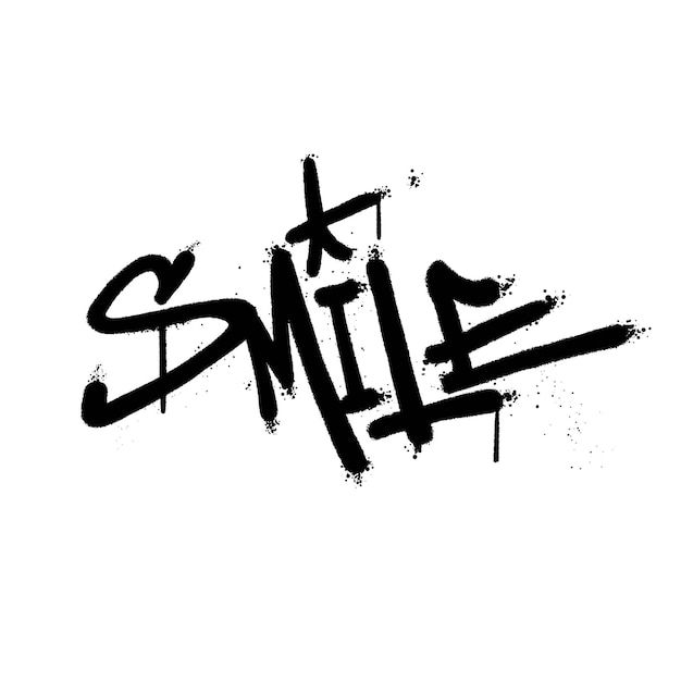 the word smile written in black ink