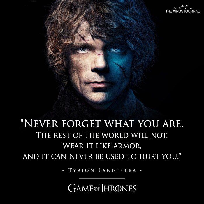 game of thrones tyron lannister quote on black background with blue eyes