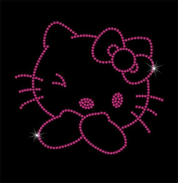 an image of a hello kitty face made out of pink sparkles on a black background