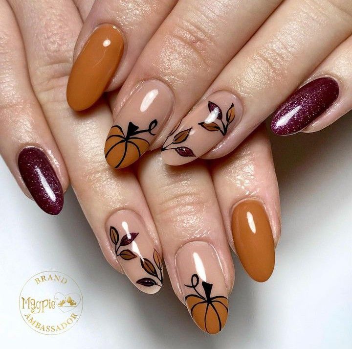 Manicure Fall, Pumpkin Nail, Holloween Nails, Kutek Disney, Simple Fall Nails, Pumpkin Nails, October Nails, Cute Nails For Fall, Nail Art For Beginners