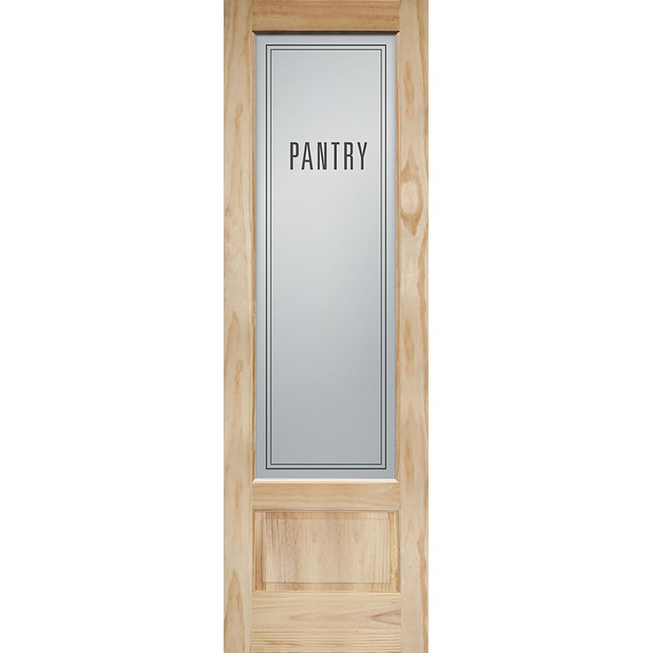 8'0" Tall Modern Pantry Glass Pine Interior Wood Door - Door Clearance Center Cheap Interior Doors, Mahogany Wood Doors, Kitchen Pantry Doors, Barn Door Pantry, Laundry Doors, Pine Interior, Modern Pantry, Glass Pantry Door, Glass Pantry